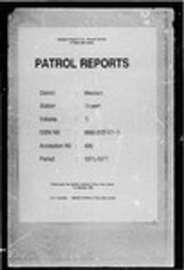 Patrol Reports. Western District, Weam, 1970 - 1971