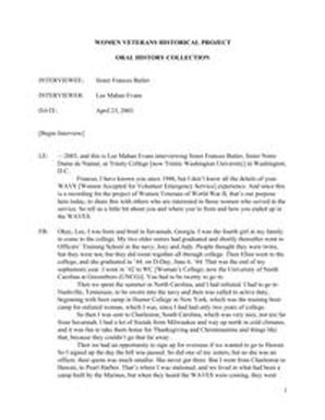 Oral history interview with Frances Butler