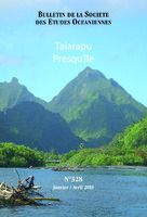 Bulletin de la Société des Études Océaniennes numéro 328