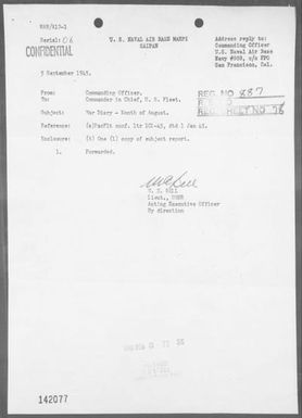 NAVAL AIR BASE, MARPI, SAIPAN - War Diary, 8/1-31/45