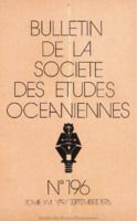 Bulletin de la Société des Études Océaniennes numéro 196