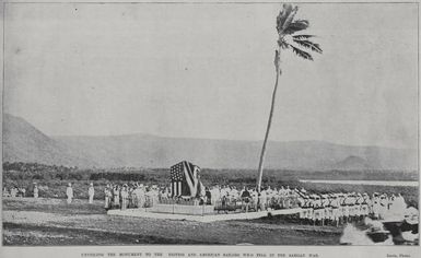 Unveiling of the monument to the British and American sailors who fell in the Samoan war