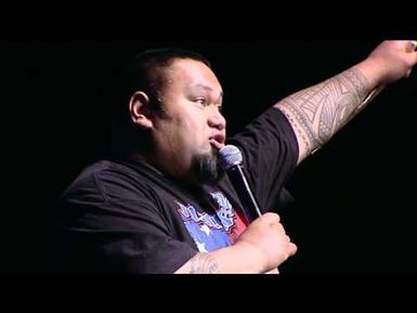 Tofiga Fepulea'i in a solo stand up show