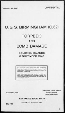 BUSHIPS - War Damage Report #48 - Torpedo & Bomb Damage - Solomon Islands on 11/8/43