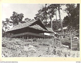 LAE, NEW GUINEA. 1945-10-05. THE OFFICERS' MESS, ALLIED INTELLIGENCE BUREAU, NEW GUINEA HEADQUARTERS