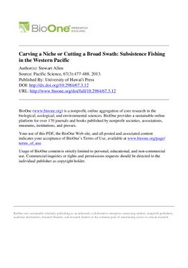 Carving a niche or cutting a broad swath : Subsistence fishing in the Western Pacific
