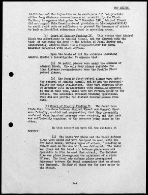 Kimmel, Husband E., Reports: Navy Court of Inquiry, Pearl Harbor Report, August 29, 1945