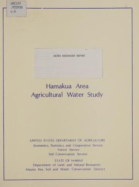 Hamakua area agricultural water study : main report