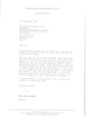 Letter from Mark H. McCormack to Robert Nideffer