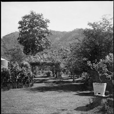 View  across Chinnery's garden to North Daughter Malaguna Road, Rabaul, New Guinea, ca. 1936 / Sarah Chinnery