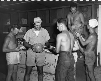 Blowing Up Volleyballs While on Leave at Camp Dealey