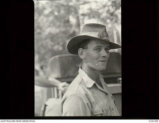 VIVIGANI, GOODENOUGH ISLAND, PAPUA NEW GUINEA. 1943-10-21. 116209 LEADING AIRCRAFTMAN A. W. ROGERS OF WILCANNIA, NSW, AIRCRAFT HAND OF NO. 7 MOBILE WORKS SQUADRON RAAF