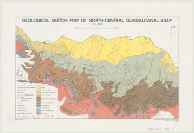 Geological sketch map of north-central Guadalcanal, B.S.I.P. by P.J. Coleman