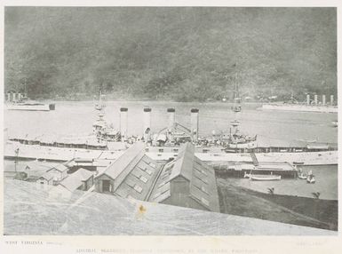 West Virginia (coaling), Maryland, Admiral Seebree's flagship Tennessee, at the wharf, Pago-Pago