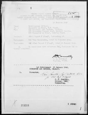 VMTB-134 - ACA Report #134-12 - Bombing & Strafing Barges at Kibasang Island, Palau Islands on 1/18/45