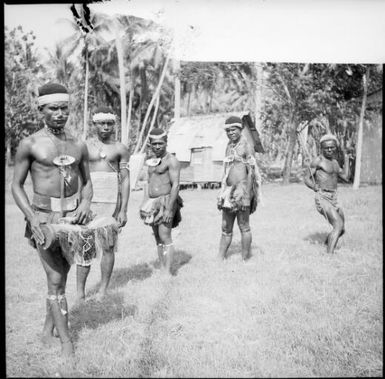 Five decorated men, Awar, Sepik River, New Guinea, 1935 / Sarah Chinnery