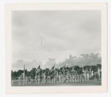 [Soldiers Stand at Attention Carrying American Flags, #1]