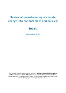 Review of mainstreaming of climate change into national plans and policies : Tuvalu, November 2013
