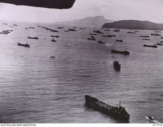 PACIFIC AREA NO. 6. 16 OCTOBER 1944. LARGE CONCENTRATION OF ALLIED SHIPPING AT A DUTCH NEW GUINEA BASE PREPARATORY TO THE INVASION OF THE PHILIPPINES