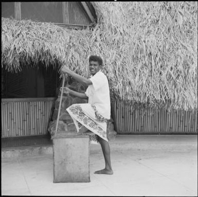 Bush bass and bassist, Castaway Island resort, Fiji, November 1966 / Michael Terry