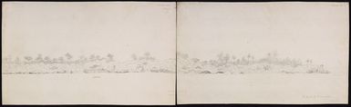 Ellis, William Wade, d 1785 :[Profile of Nomuka, Tonga, 1778? Outrigger canoe; walrus]