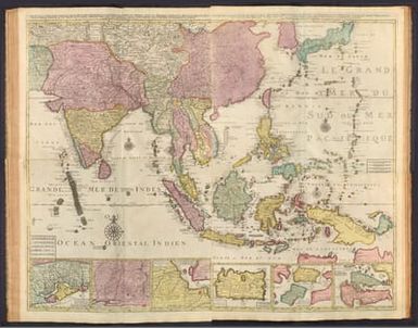 (Composite Map to) 1 Partie de la nouvelle grande carte des Indes Orientales, contenant les Terres du Mogol, Surate, Malabar, Cormandel, Bengale, Aracan, Pegu, Siam, Camboje, Tonquin, & une partie de la Chine -- 2 Partie de la nouvelle grande carte des Indes Orientales, contenant les Empires de la Chine & du Japon, les Isles Philippines, Couchin, & les Isles Marianes -- 3 Partie de la nouvelle grande carte des Indes Orientales, contenant les Isles Maldives, Ceyi, An, Malacca, Sumatra &c. avec les terres adjacentes de Couchin, Negombo, Colombo & Sourabaia -- 4 Partie de la nouvelle grande carte des Indes Orientales, contenant les Isles de Borneo, Java, Celebes, Mindanao, Gilolo, Molucques, La Nouvelle Guinée, La Nouvelle Bretagne, & les Nouvelles Philippines; avec les Isles de Sumbawa, Serbira, Solor, Bouton & Pangesane dressée avec soin, sur pluseurs cartes manuscrites, par un habile connoisseur; & publiée a Amsterdam par Jan Bt. Elwe. MDCCXCII.