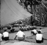 Members of Piula Club whose mission is to assist with burials gathered in their uniforms