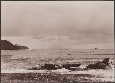 Mota viewed from a beach on Mota Lava, Banks Islands, 1906 / J.W. Beattie