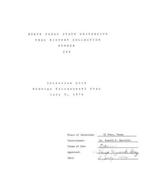 Oral History Interview with Hedwige Kaczanowski Gray, July 5, 1974