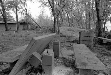 A view of a picnic area that was damaged by high winds during by Hurricane Iwa