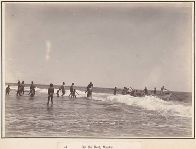 Surf boat at Mauke, Cook Islands, 1903