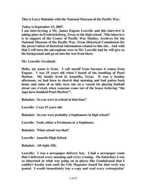 Oral History Interview with James E. Leavelle, September 15, 2007