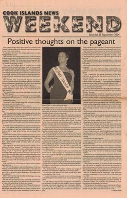 Positive thoughts on the pageant, Cook Islands News, 25 September 2004.