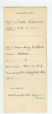 Carded Marriage Record for William Nalle