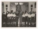 Papua and New Guinea Girl Guides with Minister for Territories Paul Hasluck, Sir Arthur Fadden and others, Kings Hall, Parliament House, Canberra, Sep 1951