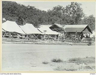 EGGY'S CORNER, PORT MORESBY, PAPUA, 1944-02. A PORTION OF WARD 19, 2/1ST AUSTRALIAN GENERAL HOSPITAL, VIEWED FROM THE ROAD WHICH RUNS THROUGH THE HOSPITAL