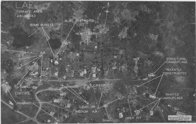 [Aerial photographs relating to the Japanese occupation and defense areas in Lae, Papua New Guinea, 1943] (126)