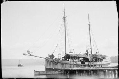 Kwong Chow, moored at a jetty, Rabaul Harbour, New Guinea, ca. 1929 / Sarah Chinnery