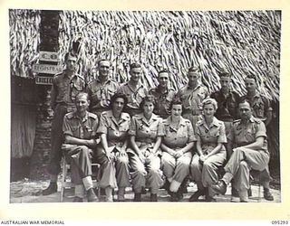 PALMALMAL PLANTATION, JACQUINOT BAY, NEW BRITAIN, 1945-08-14. A GROUP OF ADMINISTRATION PERSONNEL AT HEADQUARTERS 2/8 GENERAL HOSPITAL. (FOR IDENTIFICATION OF 13 NAMED PERSONNEL REFER TO ..