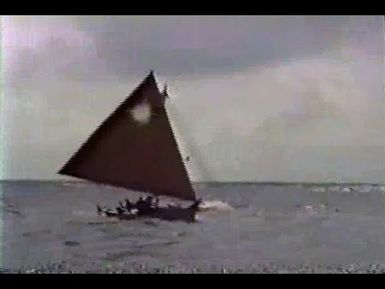 Marshallese Voyaging Canoe (Walap) in the Canoe Race at the 6th Festival of Pacific Arts, 1992