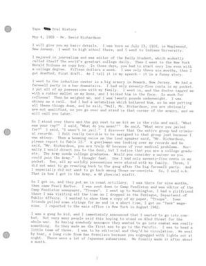 Oral History Interview with David Richardson, May 4, 1993