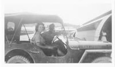 Lucy Slade Libby in jeep