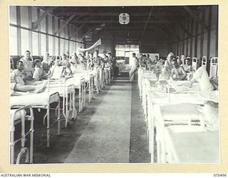 EGGY'S CORNER, PORT MORESBY AREA, PAPUA, 1944-02-19. THE INTERIOR OF THE OFFICERS' WARD AT THE 2/1ST GENERAL HOSPITAL, WHICH CONTAINS 60 BEDS