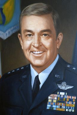 Artwork portrait of US Air Force (USAF) General (GEN) Jack I. Gregory, Commander of Pacific Air Forces (PACAF) from 16 December 1986 to 21 July 1988