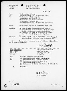 LCI(L)-872 - Report of action off Eli Malk Island, Palau Islands, 5/9/45