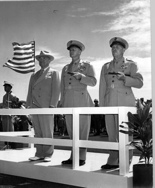 Truman and Military Officers in Kane'ohe Bay, Hawaii