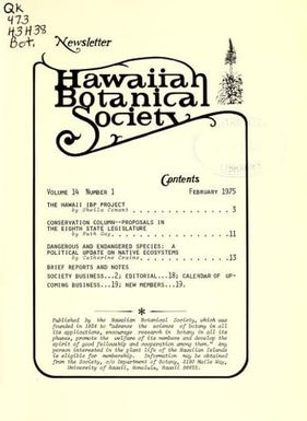 Newsletter - Hawaiian Botanical Society
