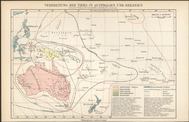 Verbreitung der Tiere in Australien und Ozeanien / nach A.R. Wallace ... [et al.]