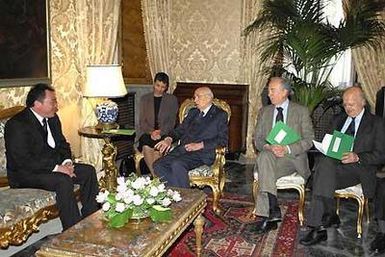 President Giorgio Napolitano with Mr. Falanichan Tung Tuala, new Ambassador of the Independent State of Samoa, during talks for the presentation of the Letter of Credentials