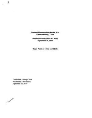 Oral History Interview with Richard W. Roby, September 18, 2004